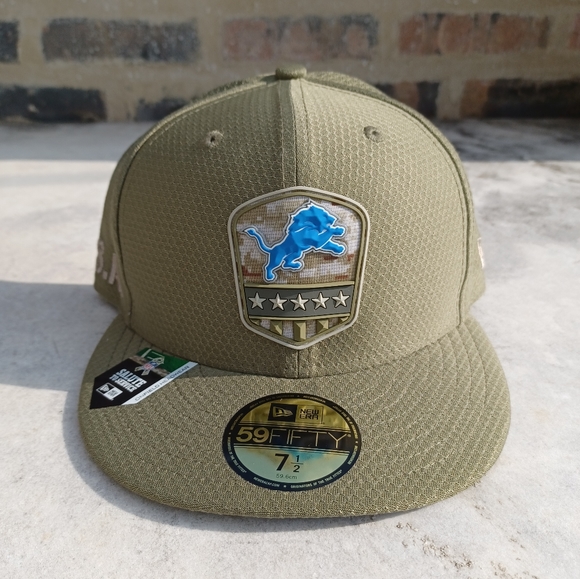 New Era Other - Men's NFL Beige Football Detroit Lions Fitted Hat Salute Military Size 7…